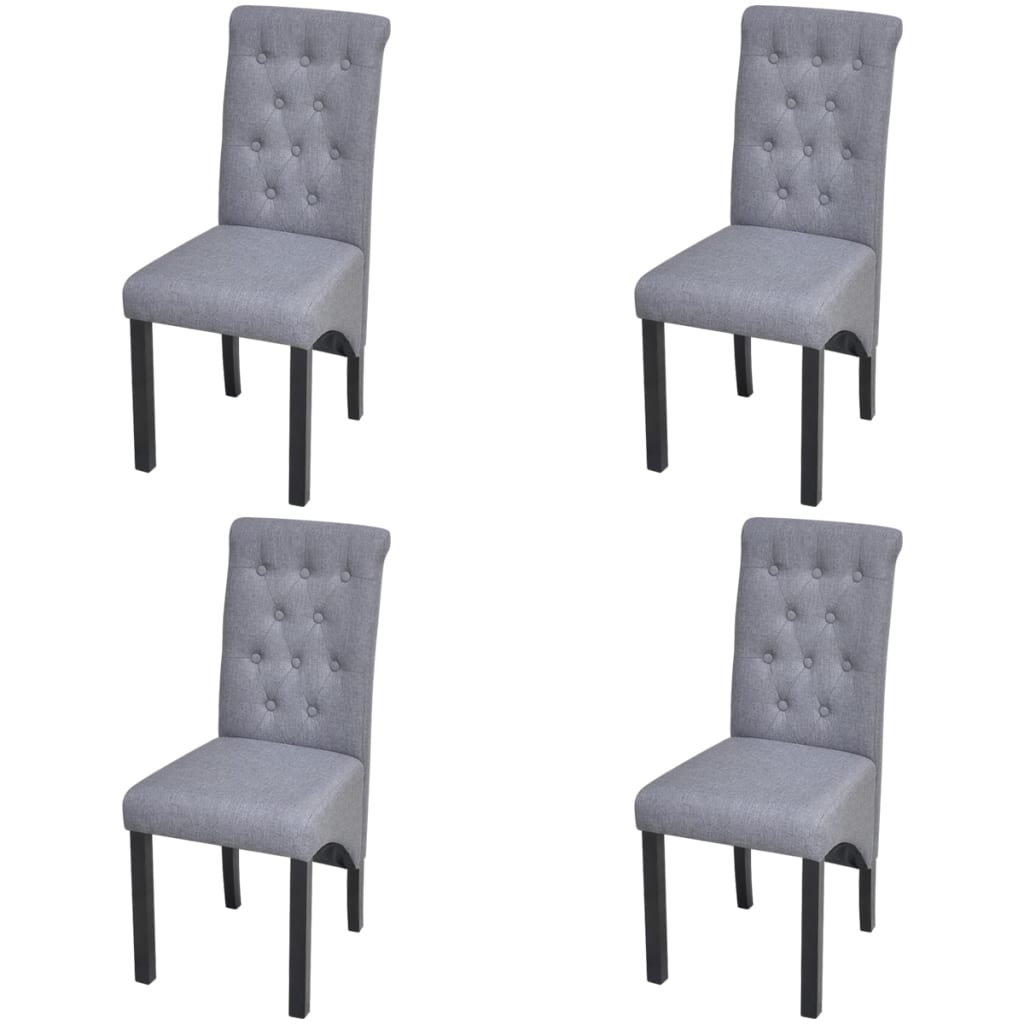 Cadeiras de jantar 4 pcs tecido cinzento-claro