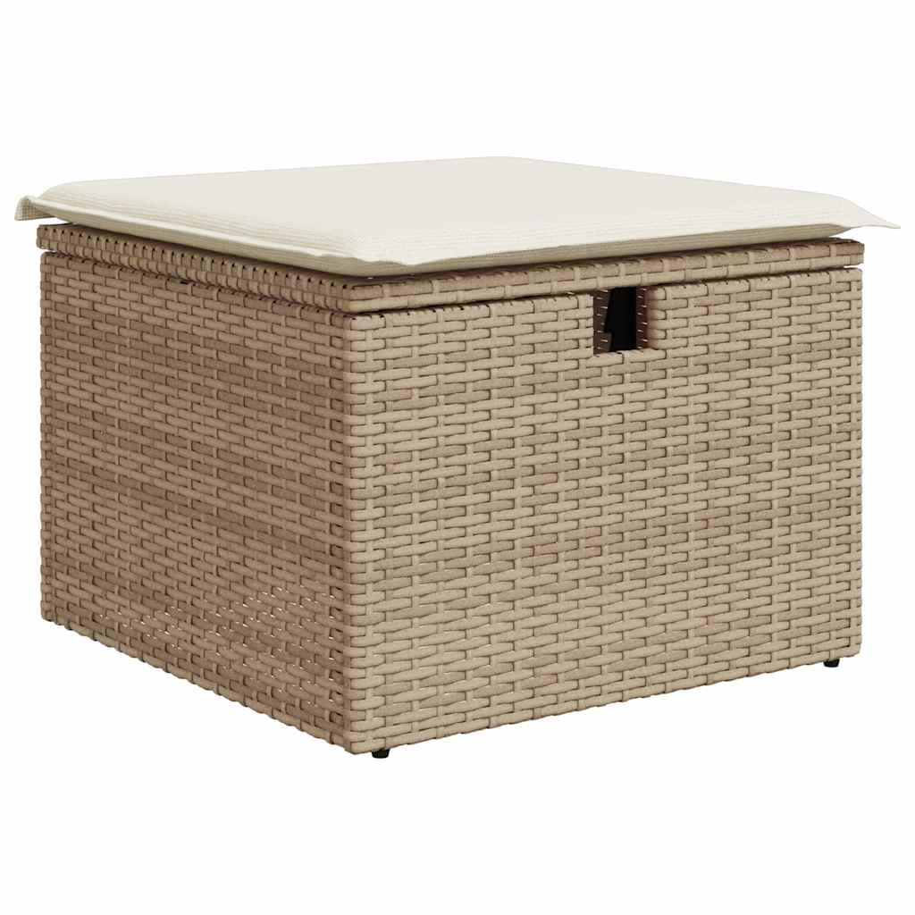 2 Pcs conj. sofás p/ jardim c/ almofadões vime PE/acácia bege