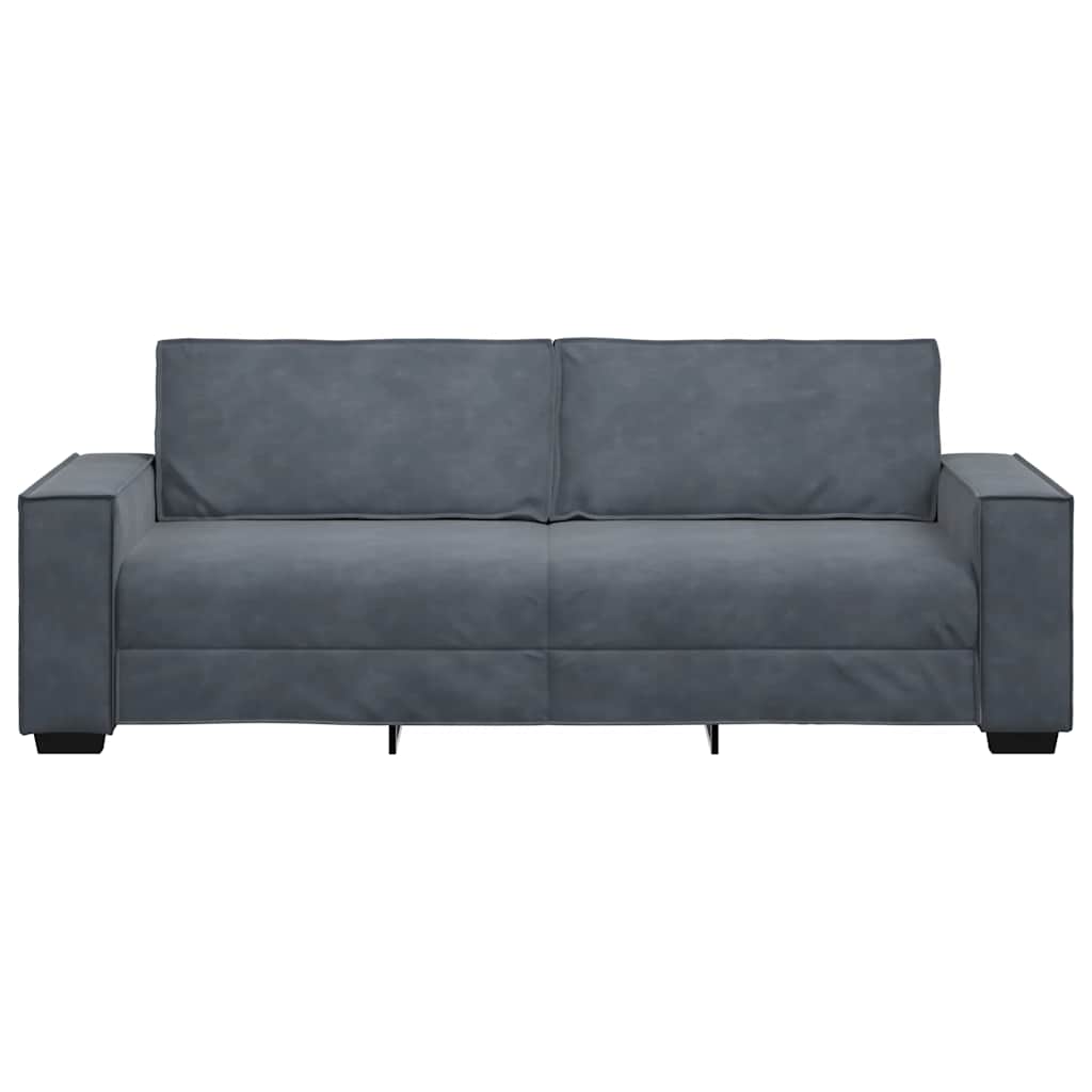 Sofá de 3 lugares 220x78x84 cm veludo cinza-escuro