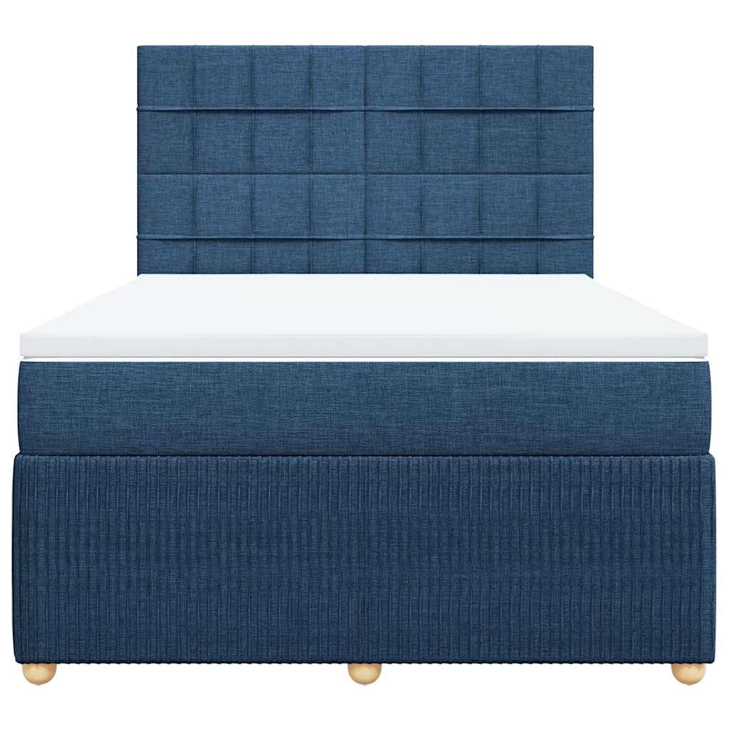 Cama com molas/colchão 140x190 cm tecido azul