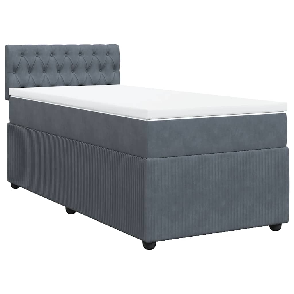 Cama com molas/colchão 90x200 cm veludo cinza-escuro