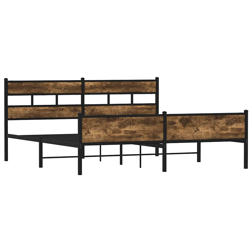 Estrutura de cama sem colchão 183x213cm metal carvalho fumado