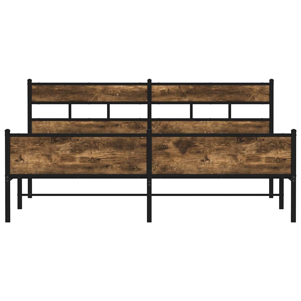 Estrutura de cama sem colchão 183x213cm metal carvalho fumado