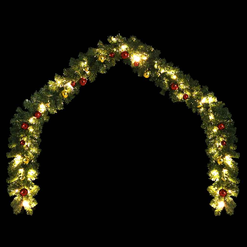 Grinalda de natal decorada com enfeites e luzes LED 20 m