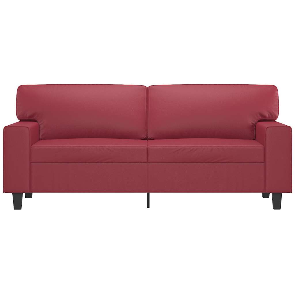 Sofá de 2 lugares 140 cm couro artificial vermelho tinto