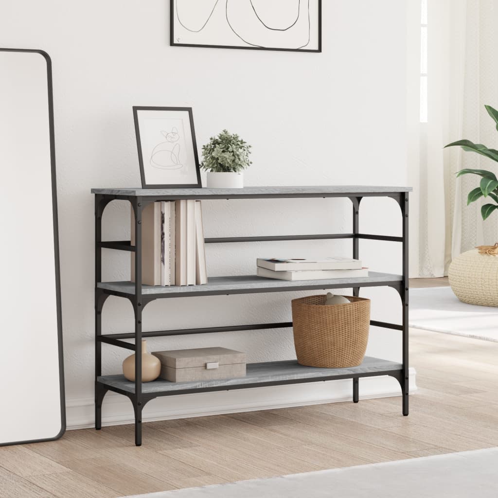 Mesa consola 100x32x75 cm derivados de madeira cinzento sonoma