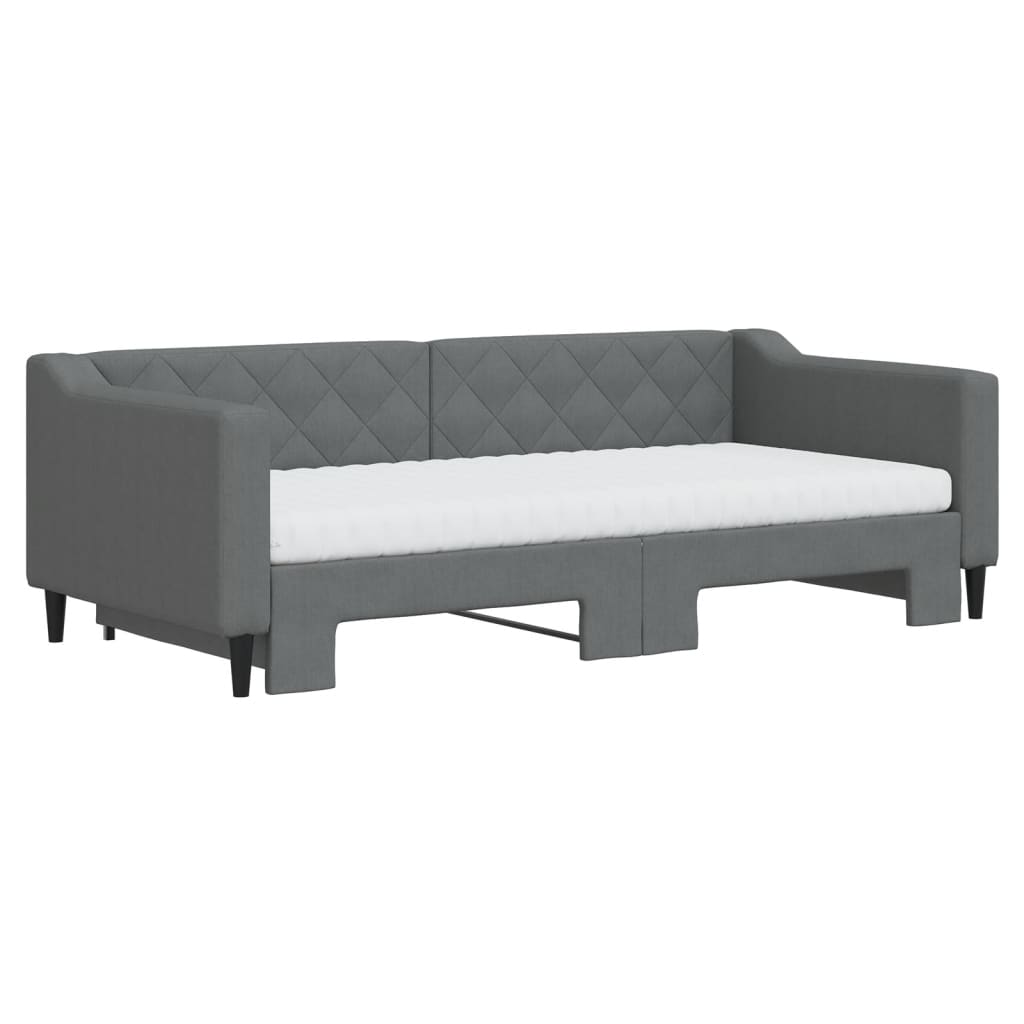 Sofá-cama c/ gavetão e colchões 90x190cm tecido cinzento-escuro