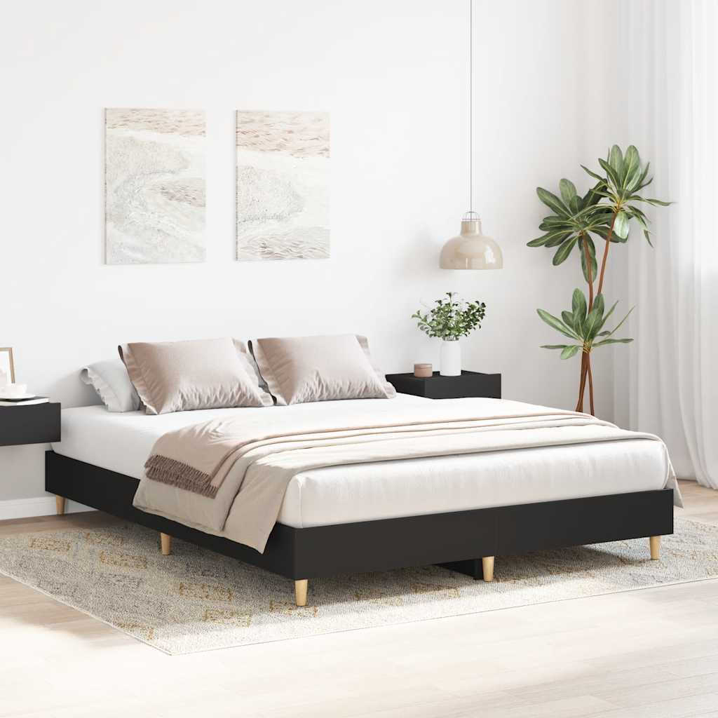 Estrutura de cama sem colchão 150x200 cm preto
