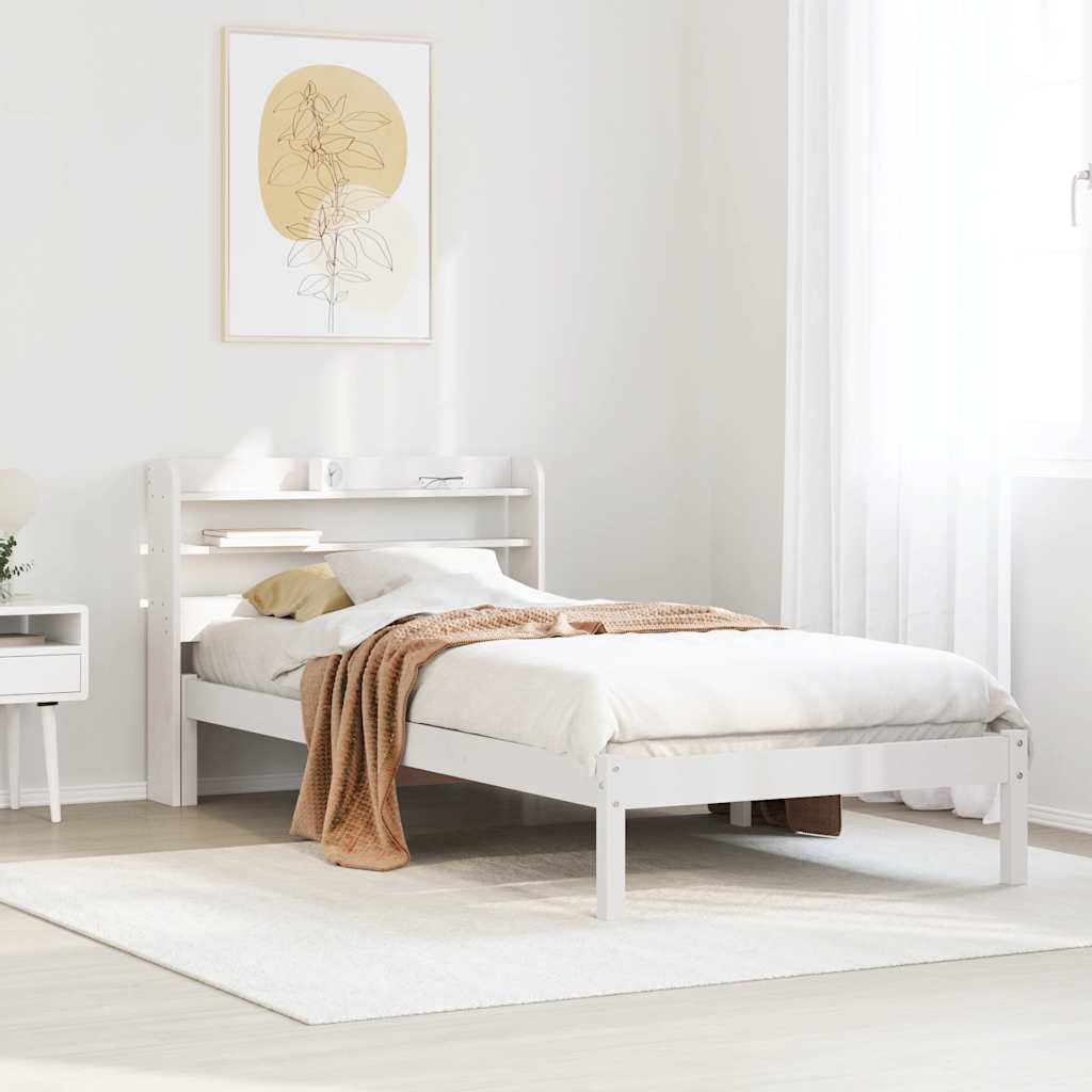 Cama sem colchão 75x190 cm madeira de pinho maciça branco