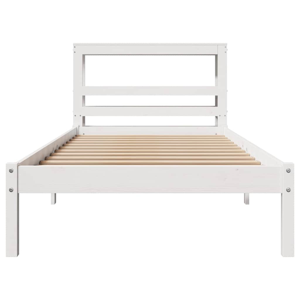 Cama sem colchão 75x190 cm madeira de pinho maciça branco