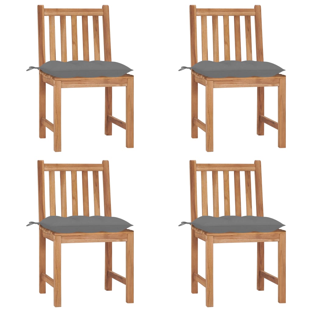 Cadeiras de jardim c/ almofadões 4 pcs madeira de teca maciça