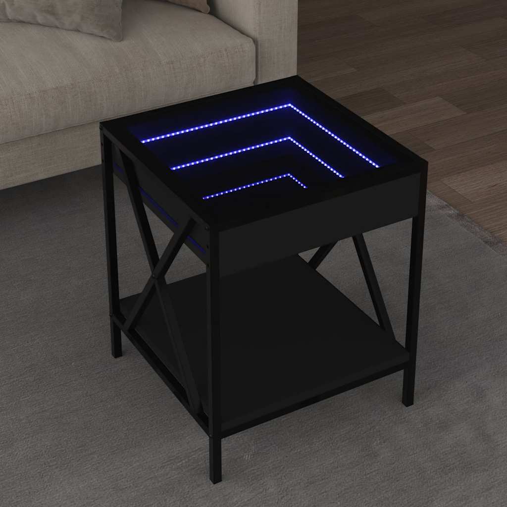 Mesa de centro com luzes LED infinity 40x40x49 cm preto