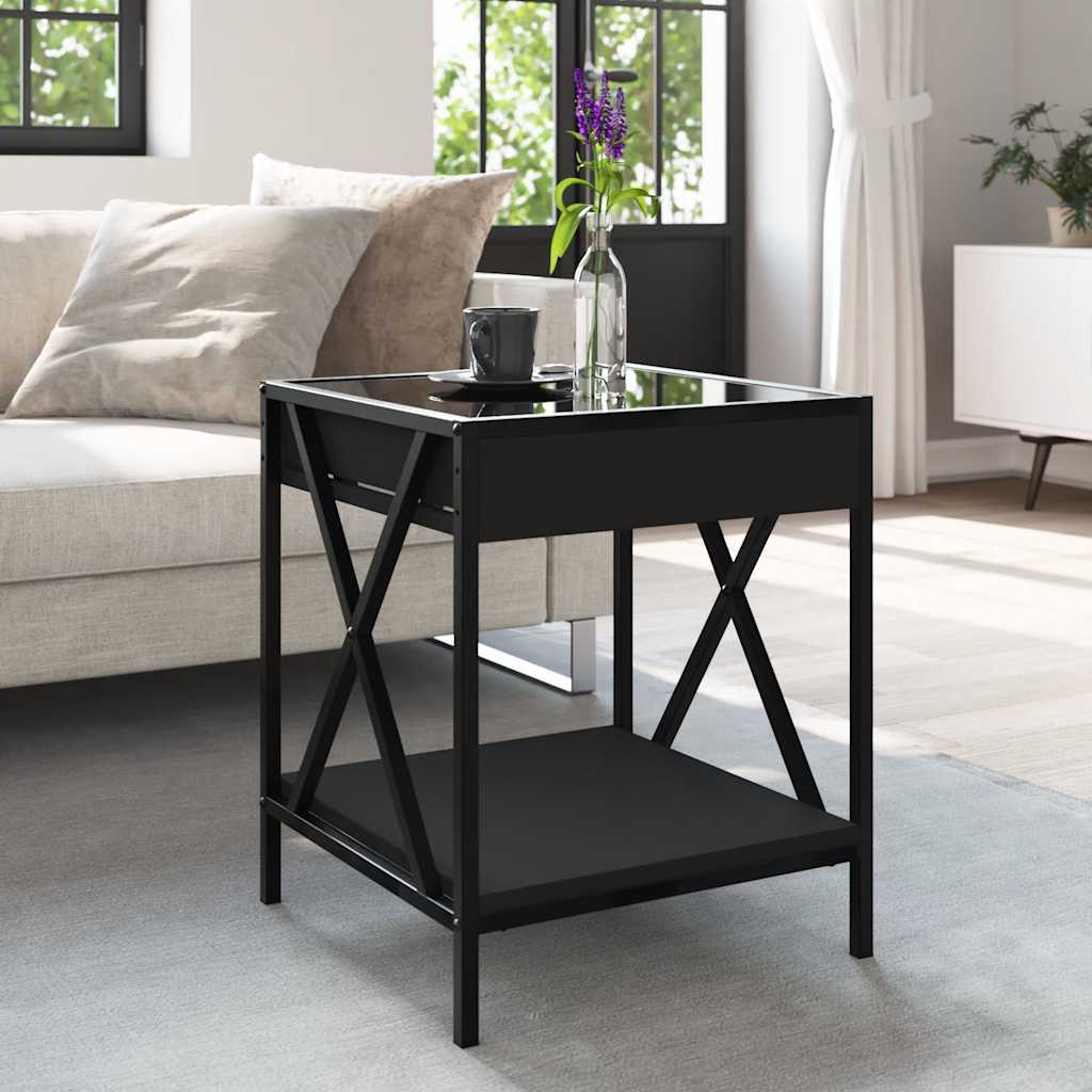 Mesa de centro com luzes LED infinity 40x40x49 cm preto