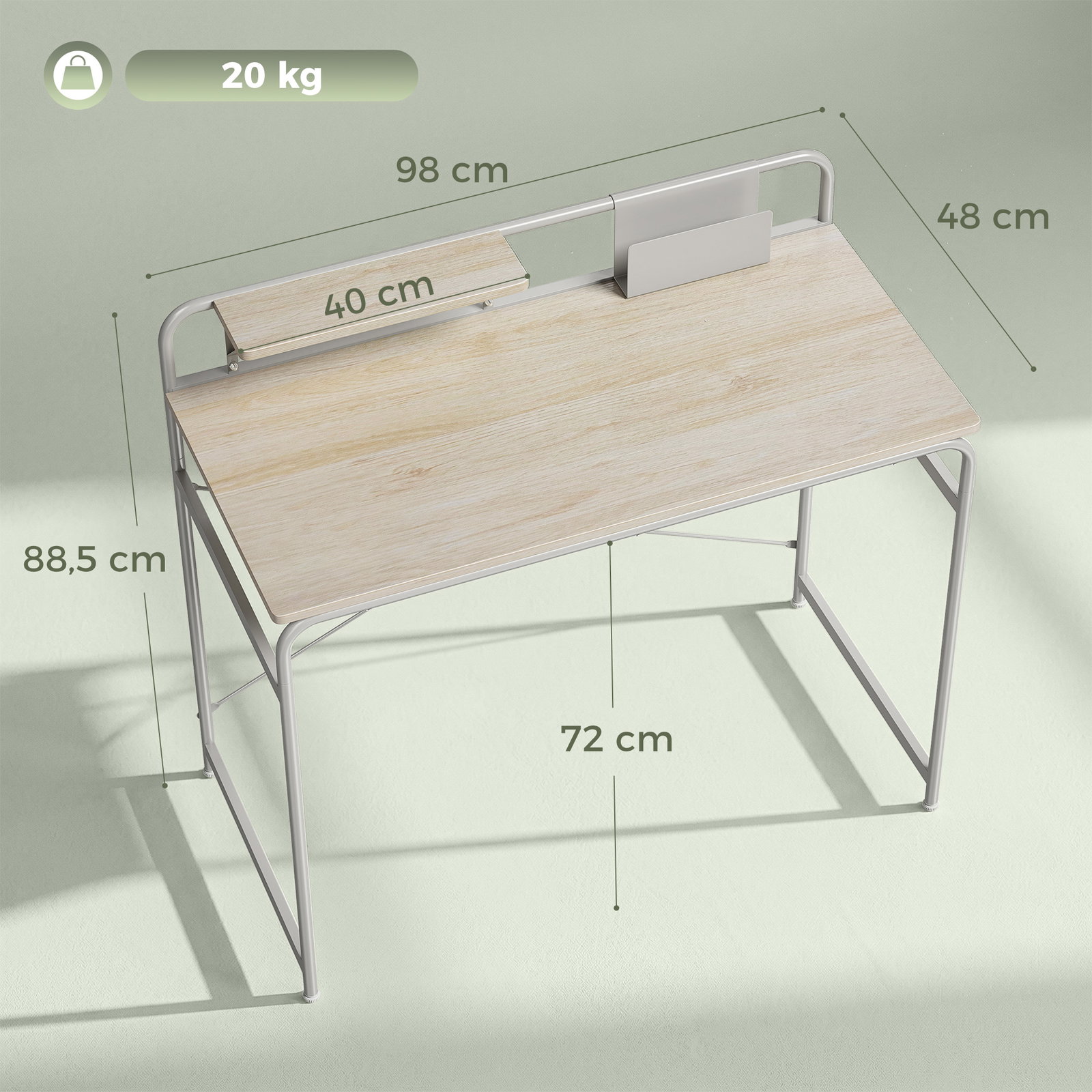 Secretária moderna com prateleira e estrutura metálica fácil montagem 98x48x88,5 cm carvalho