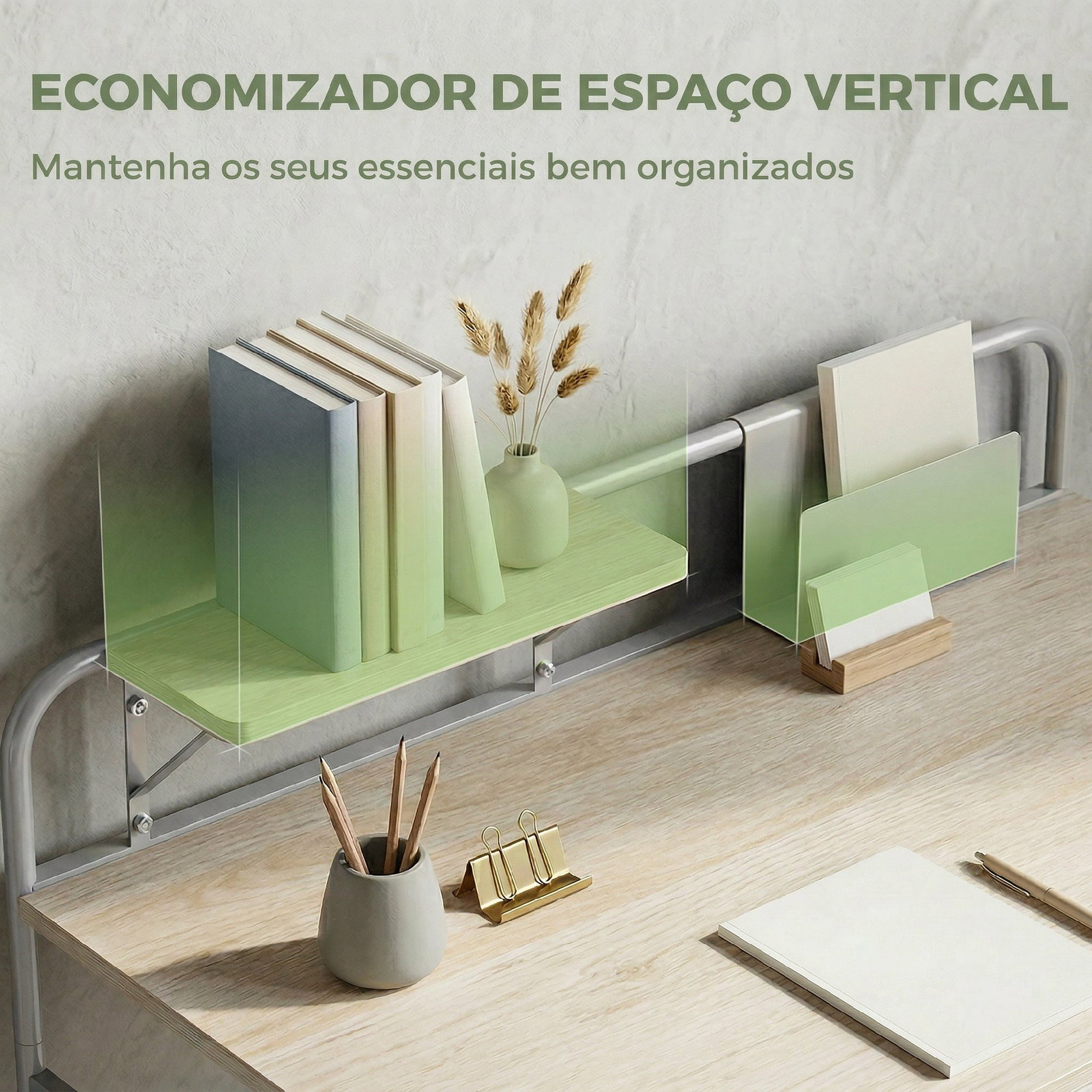 Secretária moderna com prateleira e estrutura metálica fácil montagem 98x48x88,5 cm carvalho