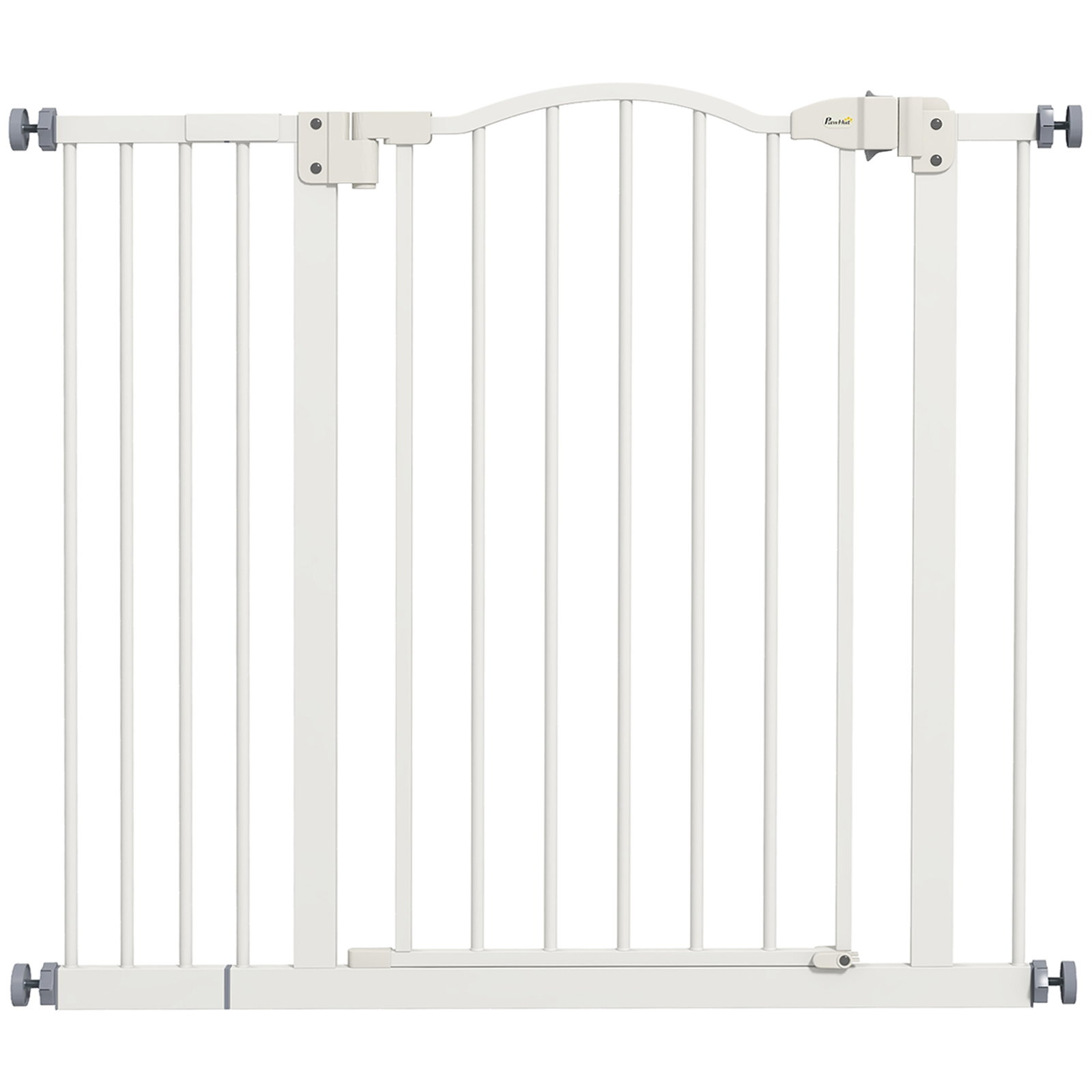 Barreira de segurança para cães com largura ajustável 74-94 cm e extensão para escadas e portas branco