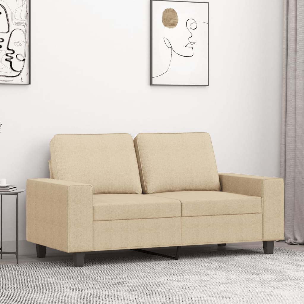 Sofá de 2 lugares tecido 120 cm cor creme