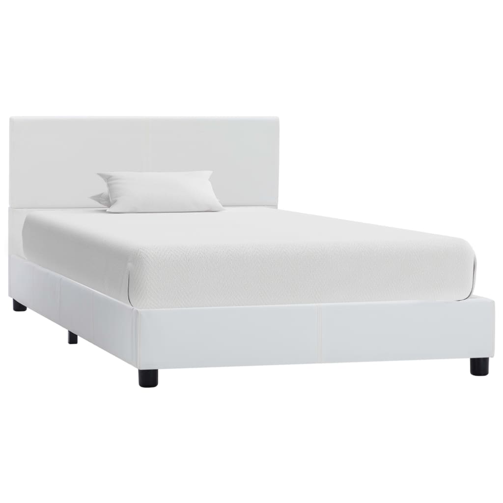 Estrutura de cama 100x200 cm couro artificial branco