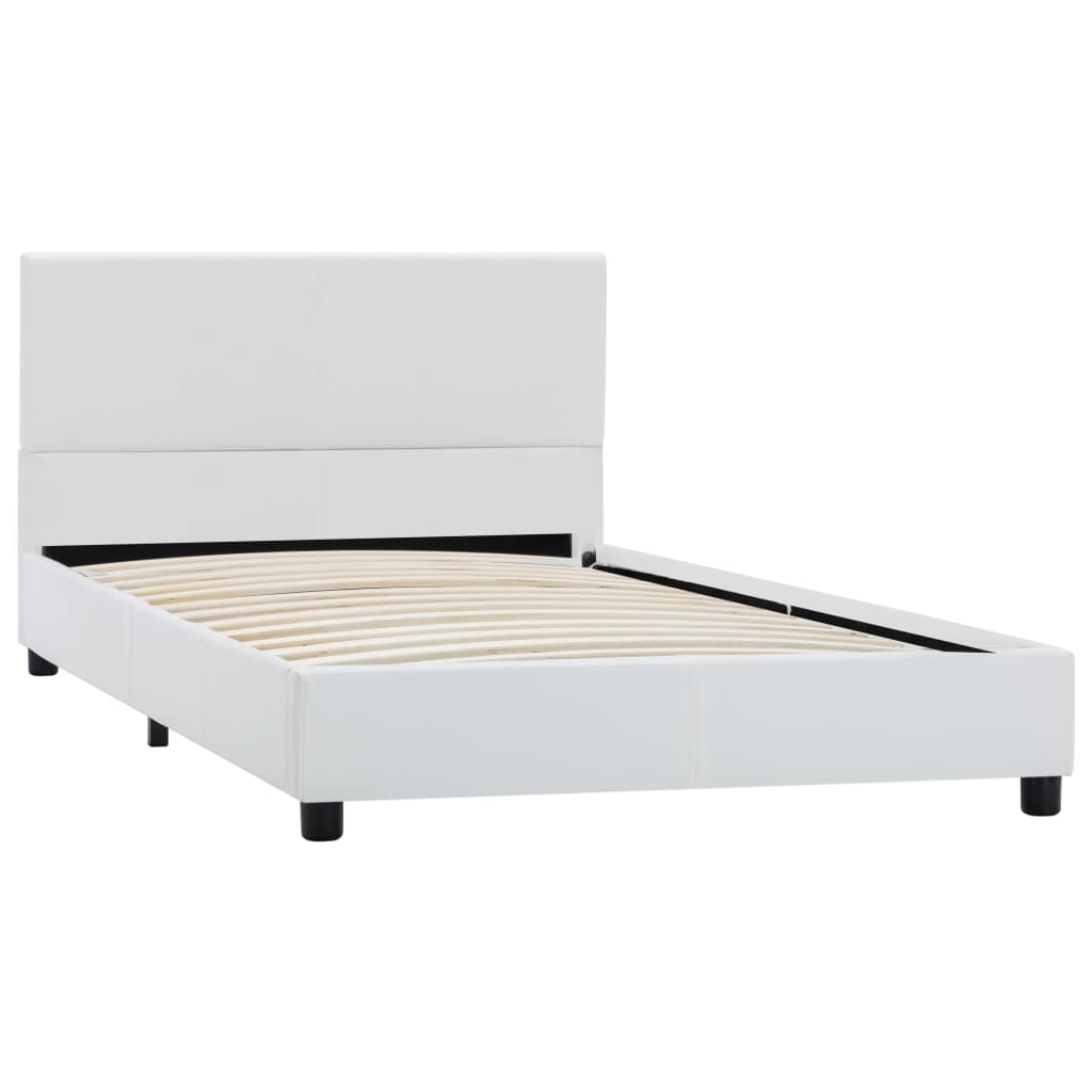 Estrutura de cama 100x200 cm couro artificial branco