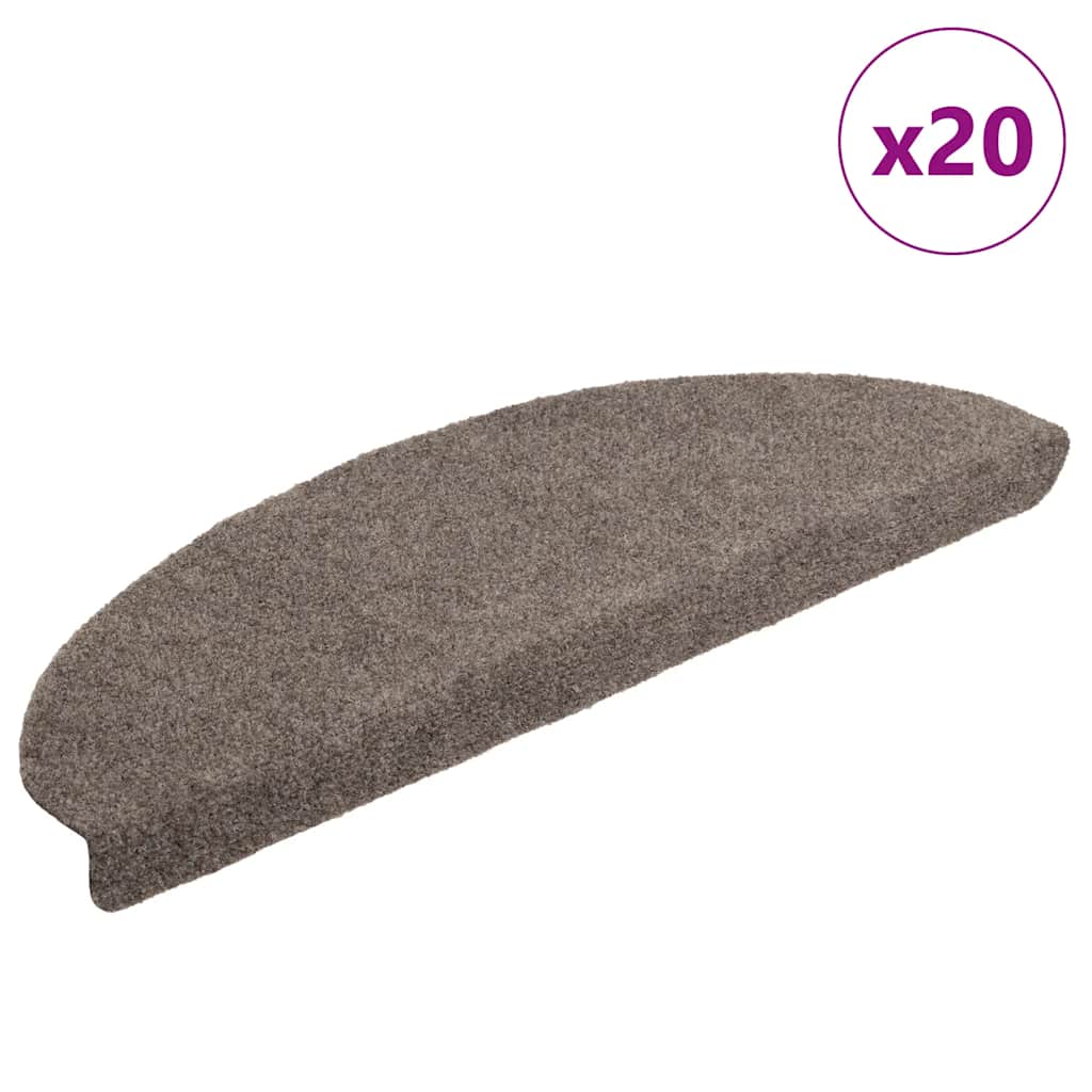 Tapetes de escada autoadesivos 20 peças 65x21x4 cm bege semicircular grande