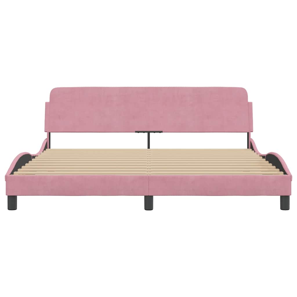Estrutura de cama com cabeceira dover 180x200 cm veludo rosa