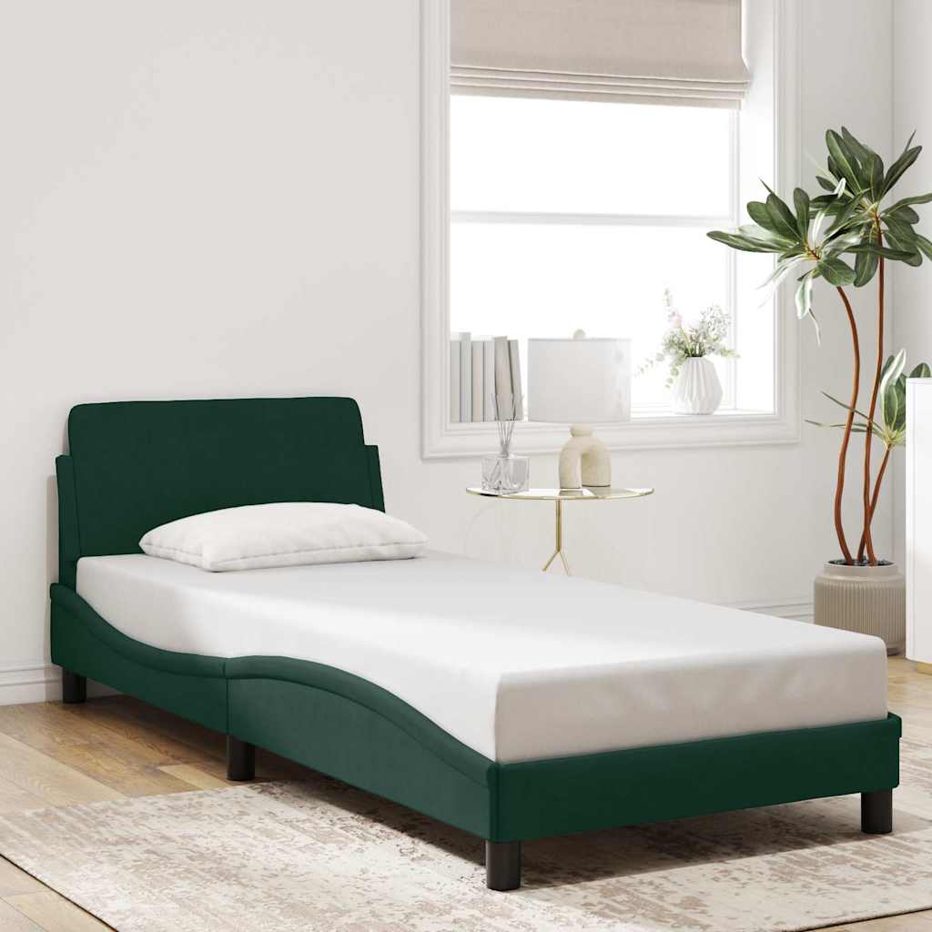 Estrutura de cama dover 90x190 cm veludo verde-escuro