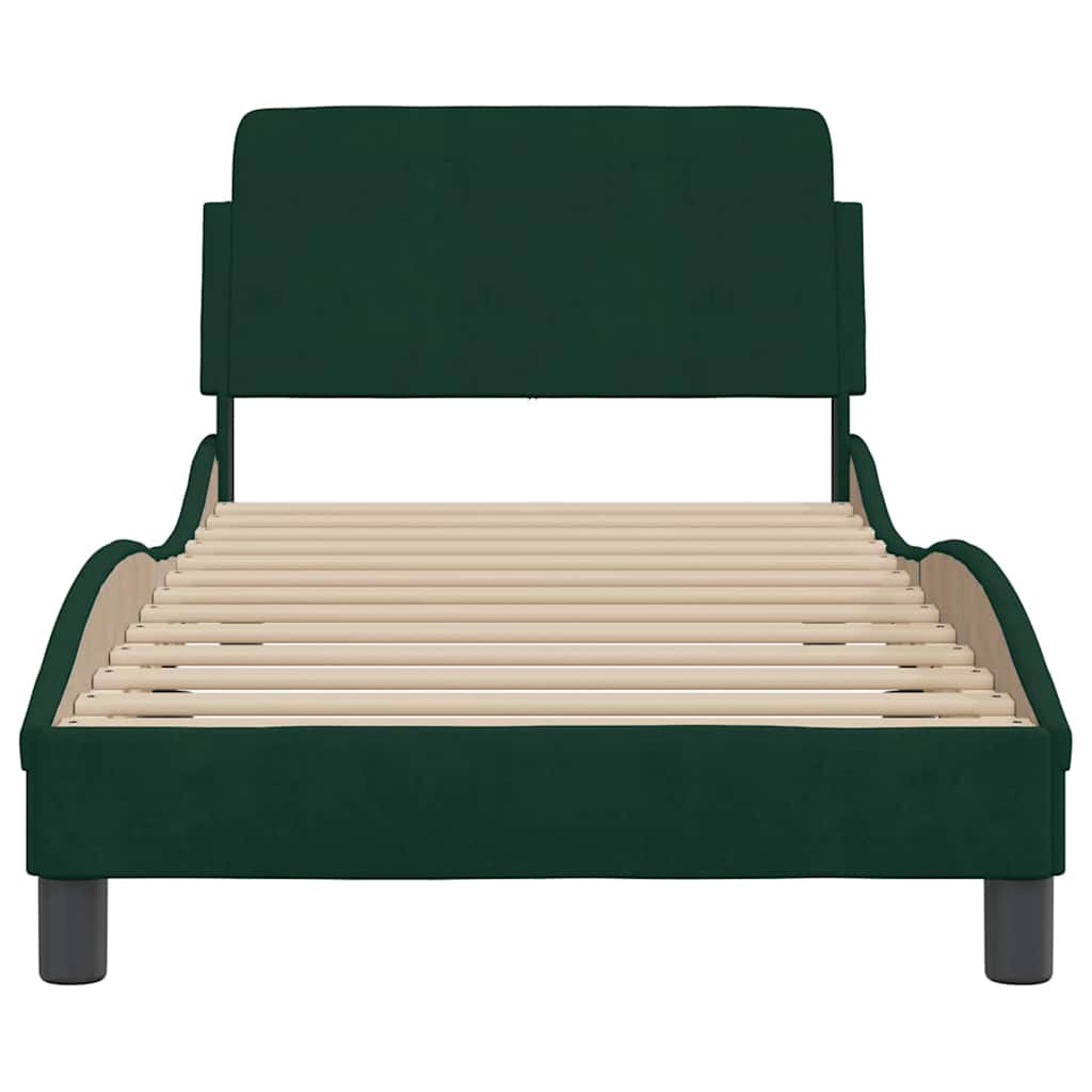 Estrutura de cama dover 90x190 cm veludo verde-escuro