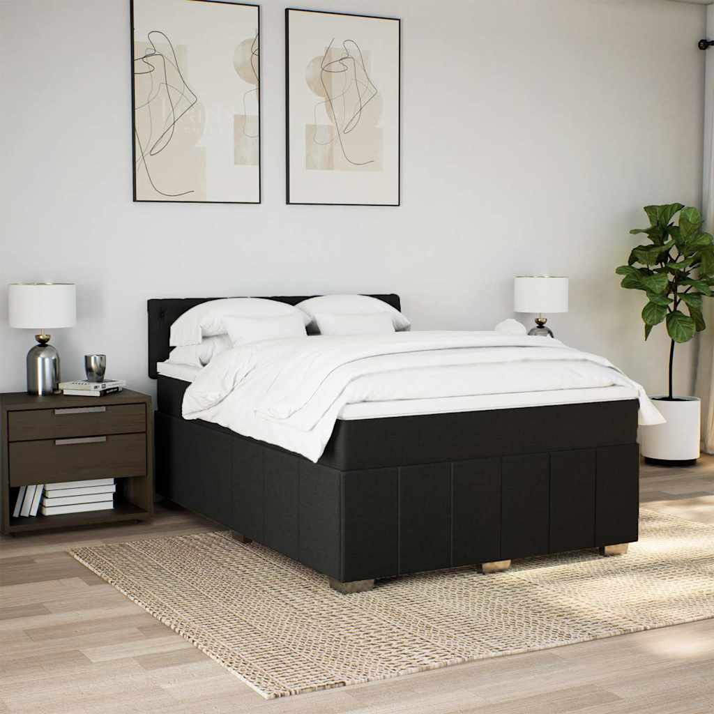 Cama com molas/colchão 140x200 cm tecido preto
