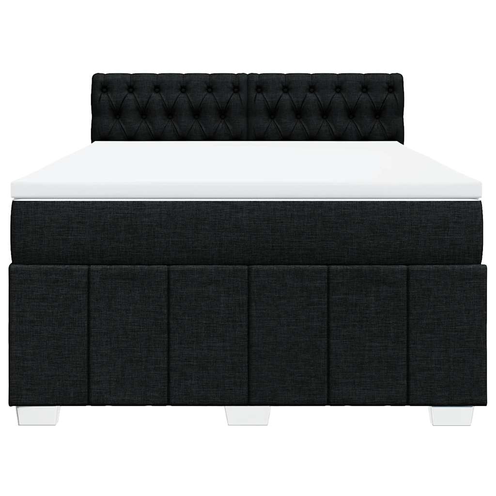 Cama com molas/colchão 140x200 cm tecido preto