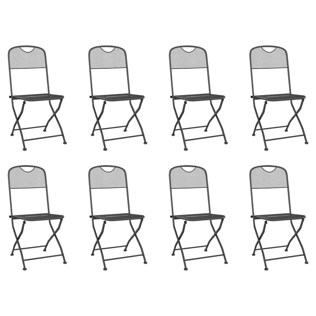 9 Pcs conjunto de jantar para jardim rede de metal antracite