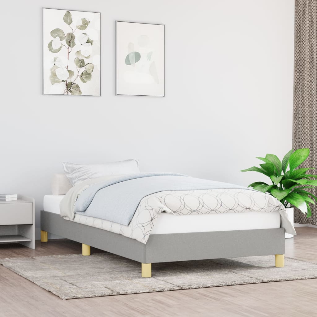Estrutura de cama sem colchão 80x200 cm tecido cinzento-claro