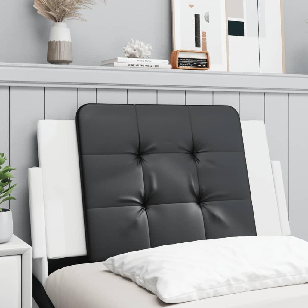 Almofadão de cabeceira zadar 80 cm couro artificial preto e branco