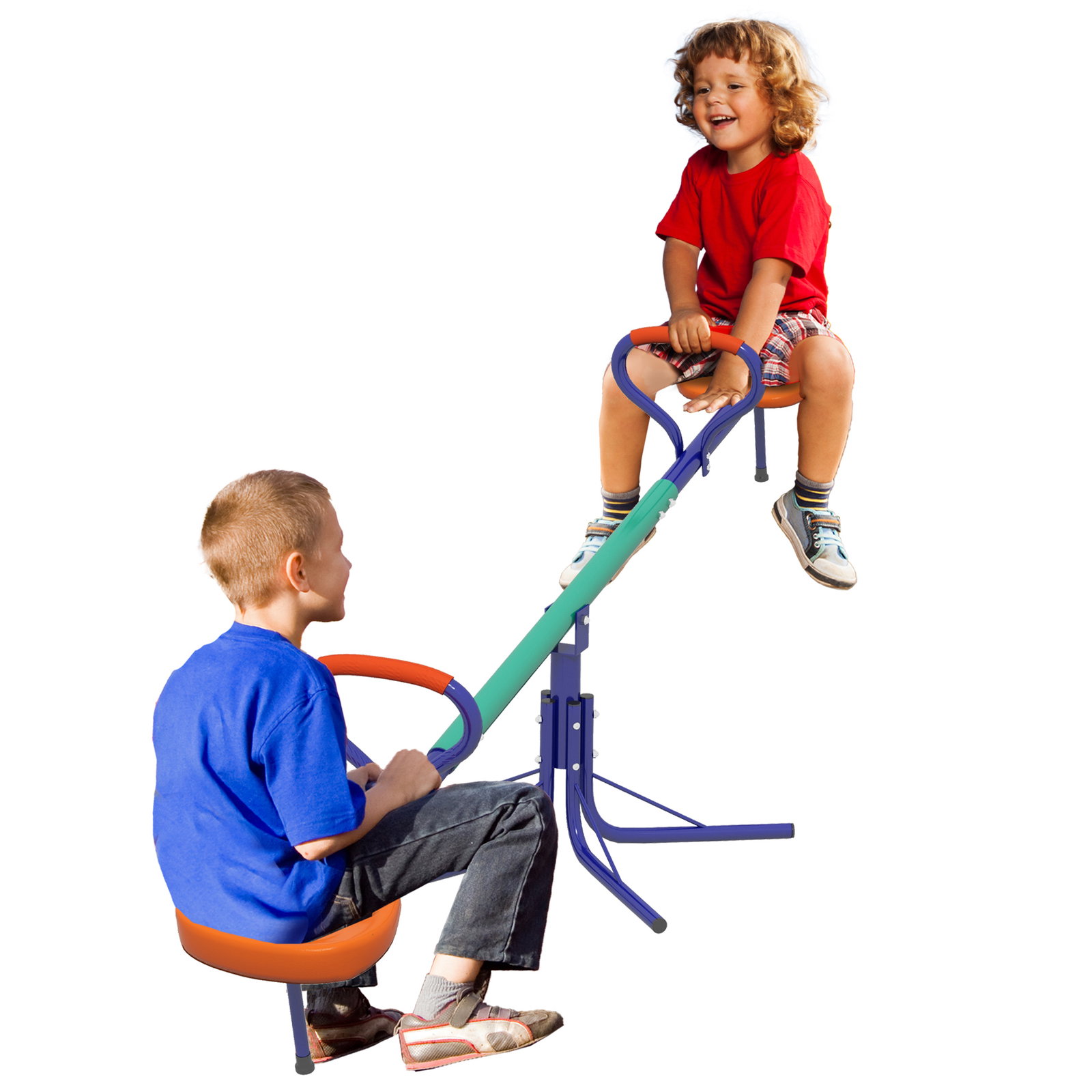 Baloiço para crianças sobe e desce infantil giratório 360° com barra de comprimento ajustável assento confortável multicolor