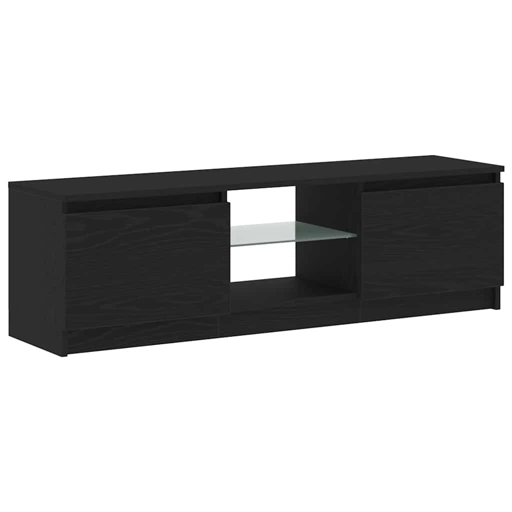 Móvel para TV com luzes LED, carvalho preto, 120x30x36 cm, madeira engenheirada