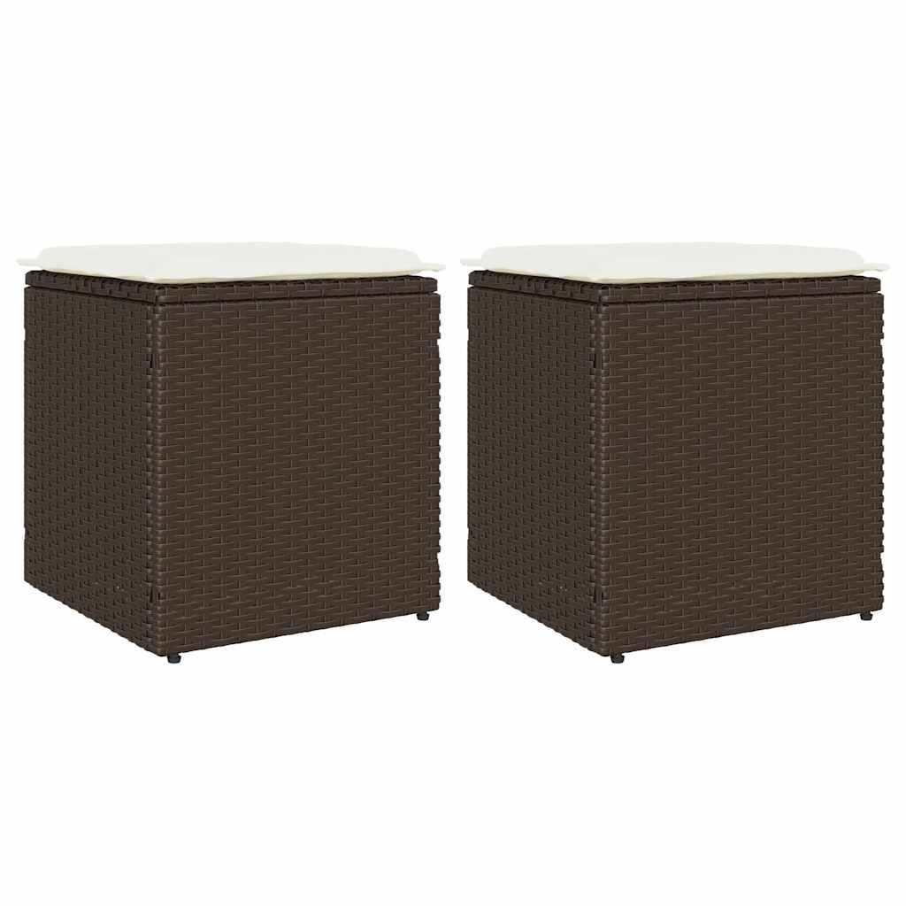 Bancos jardim com almofadas 2 unid 40x40x43 cm vime PE castanho