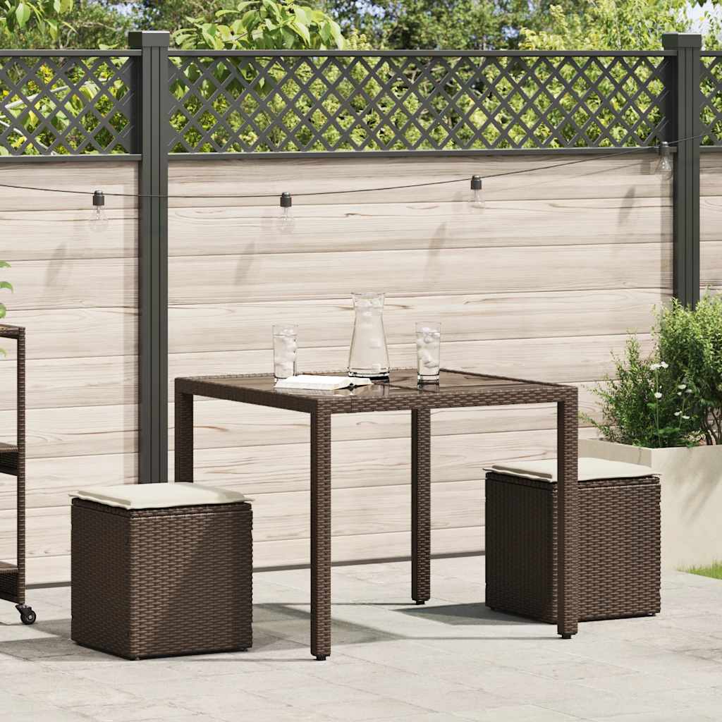 Bancos jardim com almofadas 2 unid 40x40x43 cm vime PE castanho