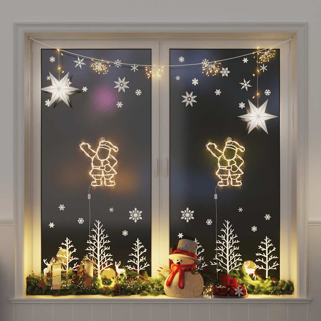Luzes de natal silhueta papai noel 2 pcs 35 leds branco quente