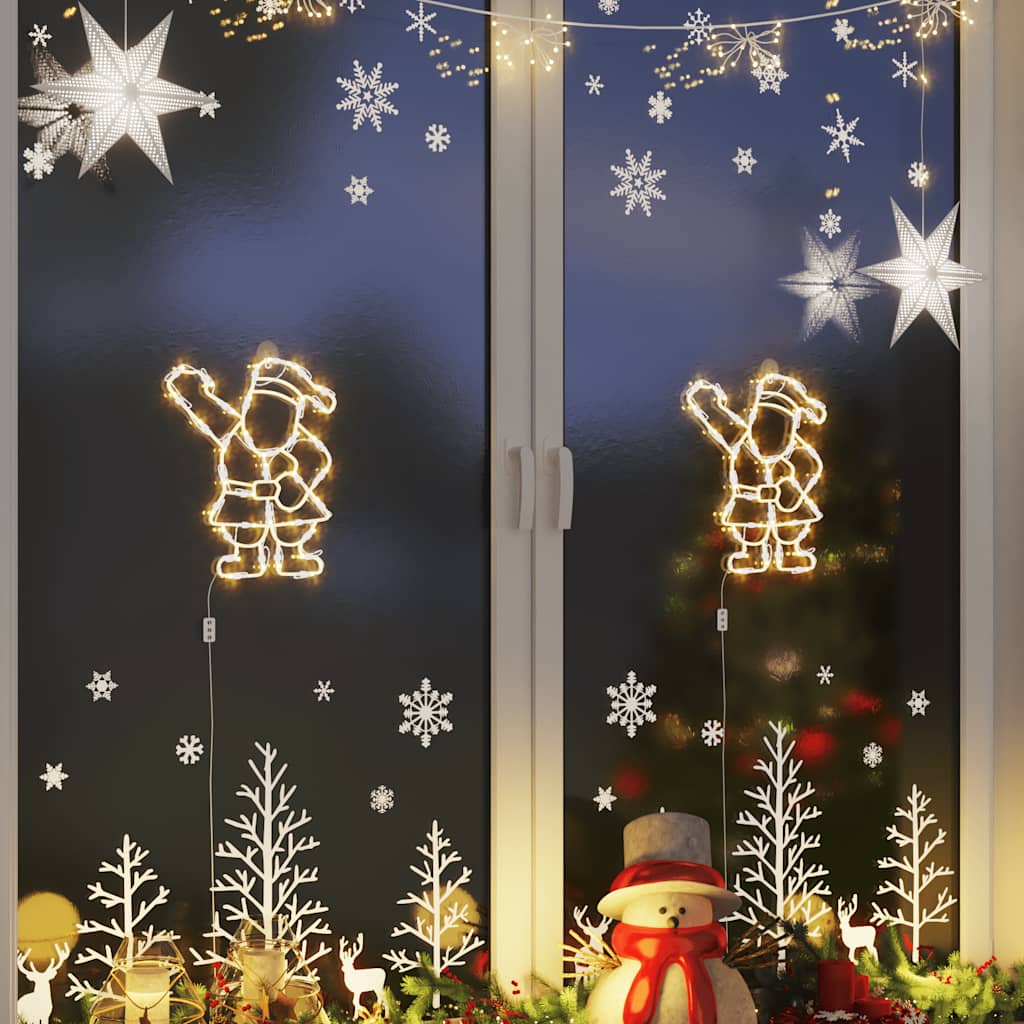 Luzes de natal silhueta papai noel 2 pcs 35 leds branco quente