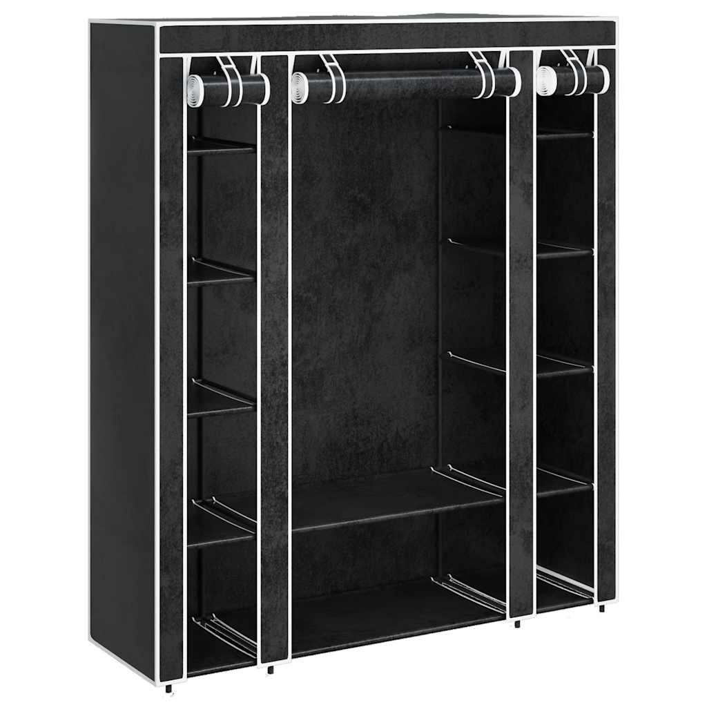 Armário tecido com compartimentos e varões 45x150x176 cm preto