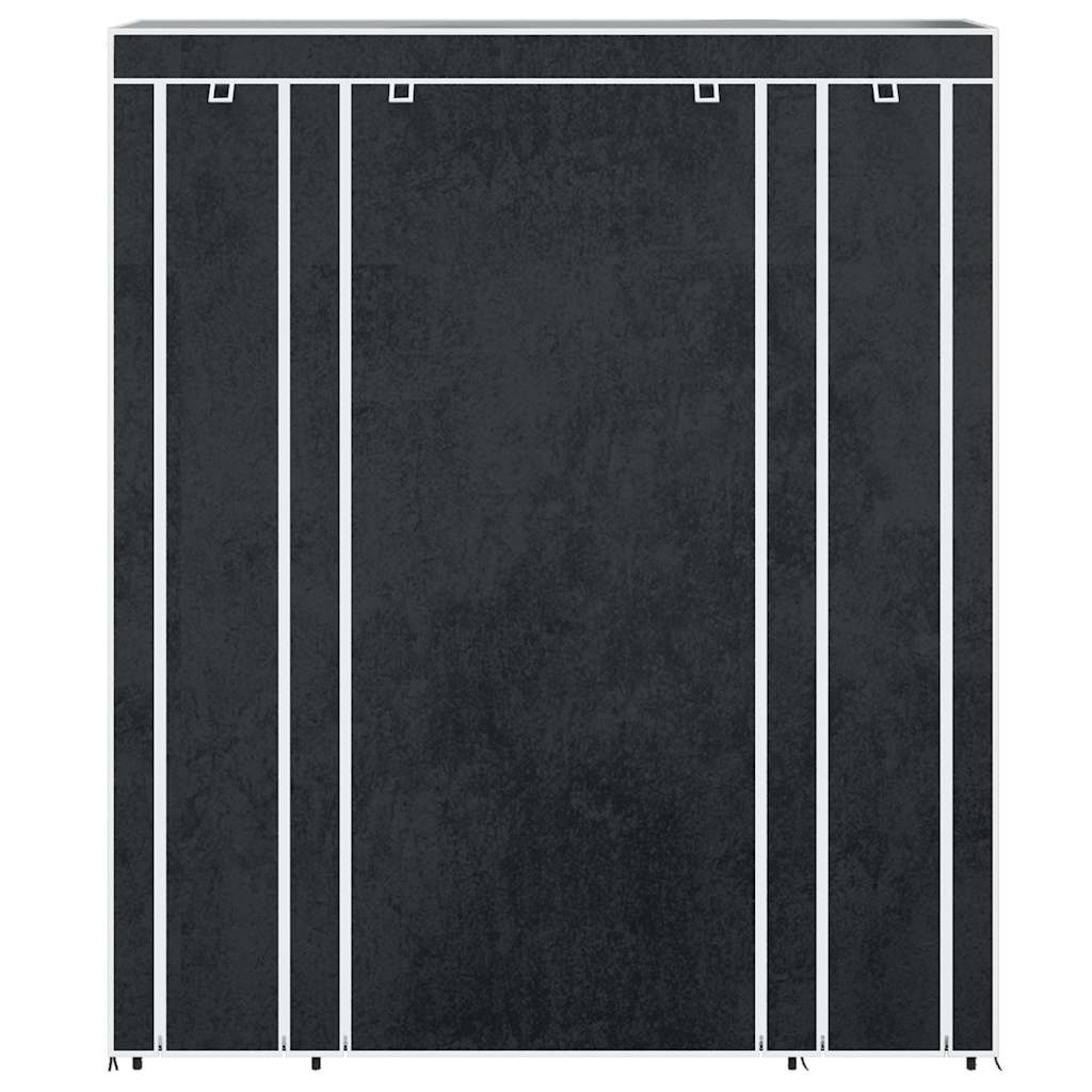 Armário tecido com compartimentos e varões 45x150x176 cm preto
