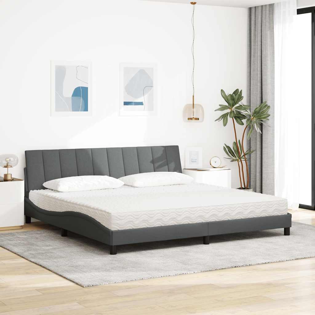 Cama com colchão hanko 200x200 cm tecido cinzento-claro