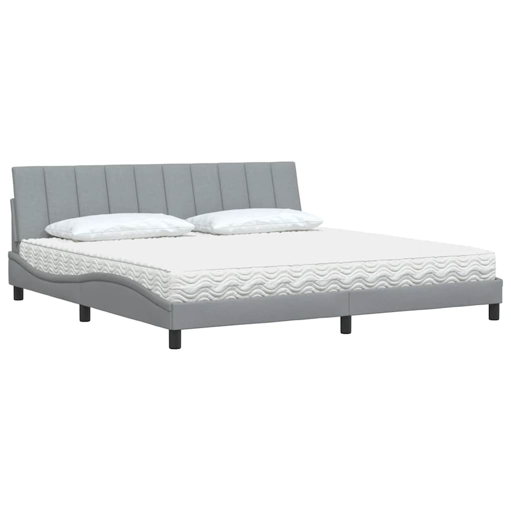 Cama com colchão hanko 200x200 cm tecido cinzento-claro