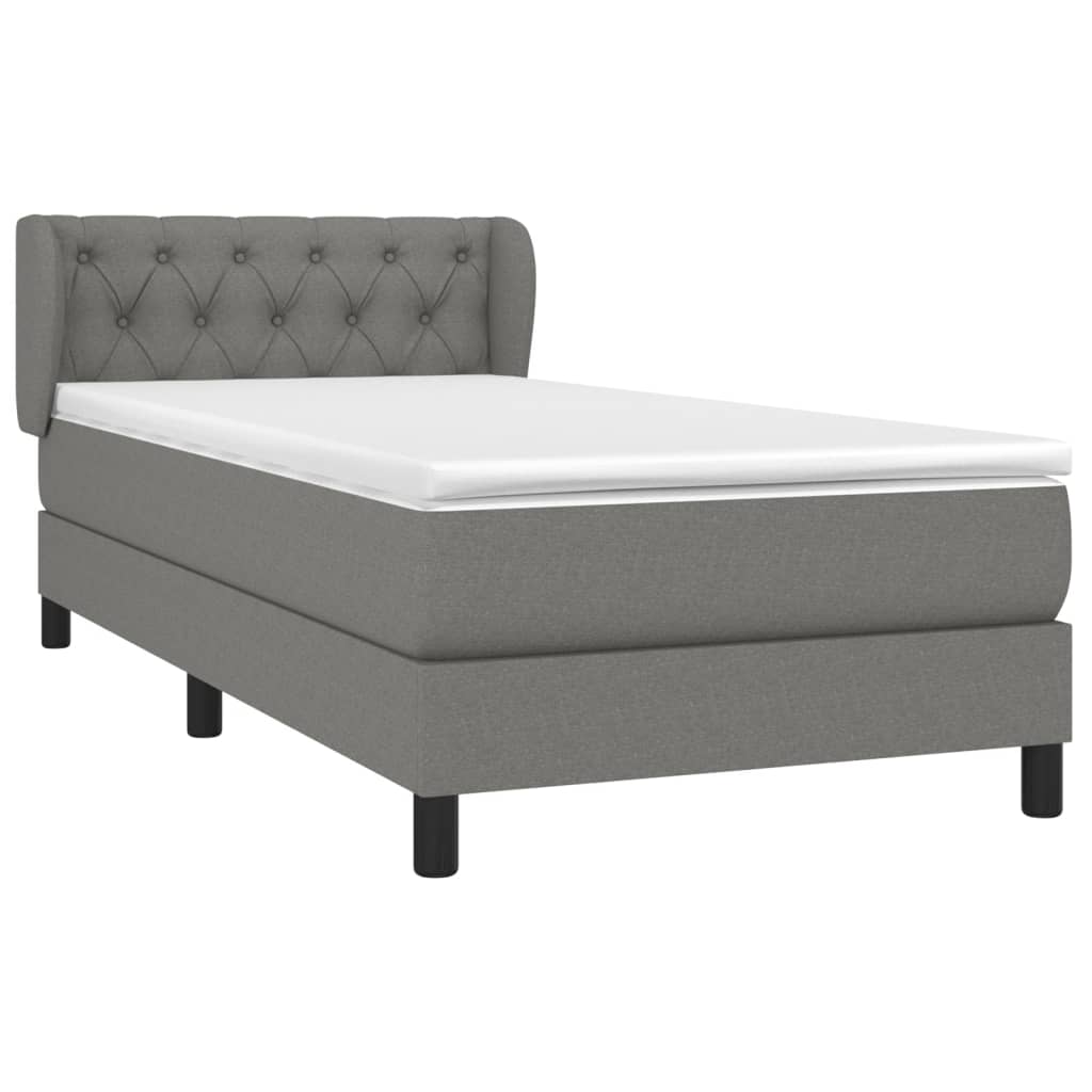 Cama com molas/colchão 80x200 cm tecido cinzento-escuro