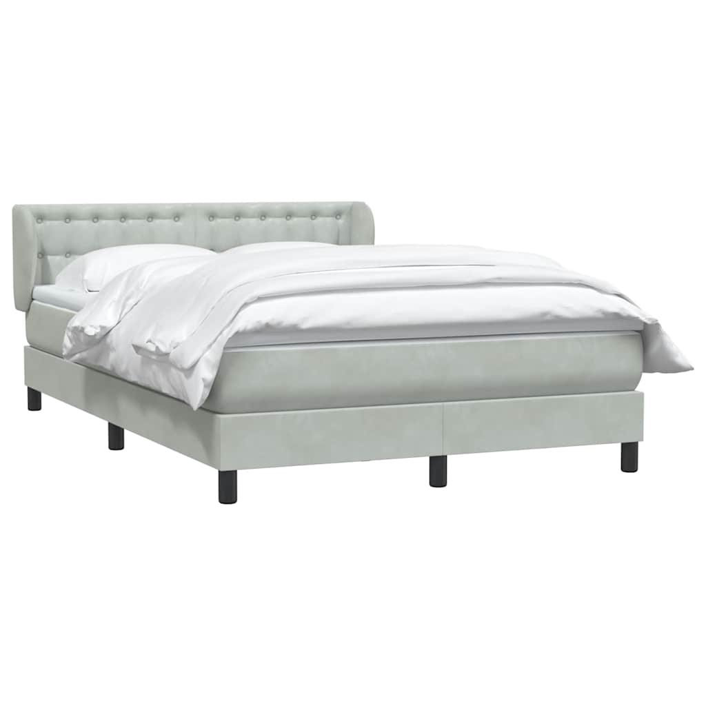 Cama com molas/colchão 160x210 cm veludo cinzento-claro