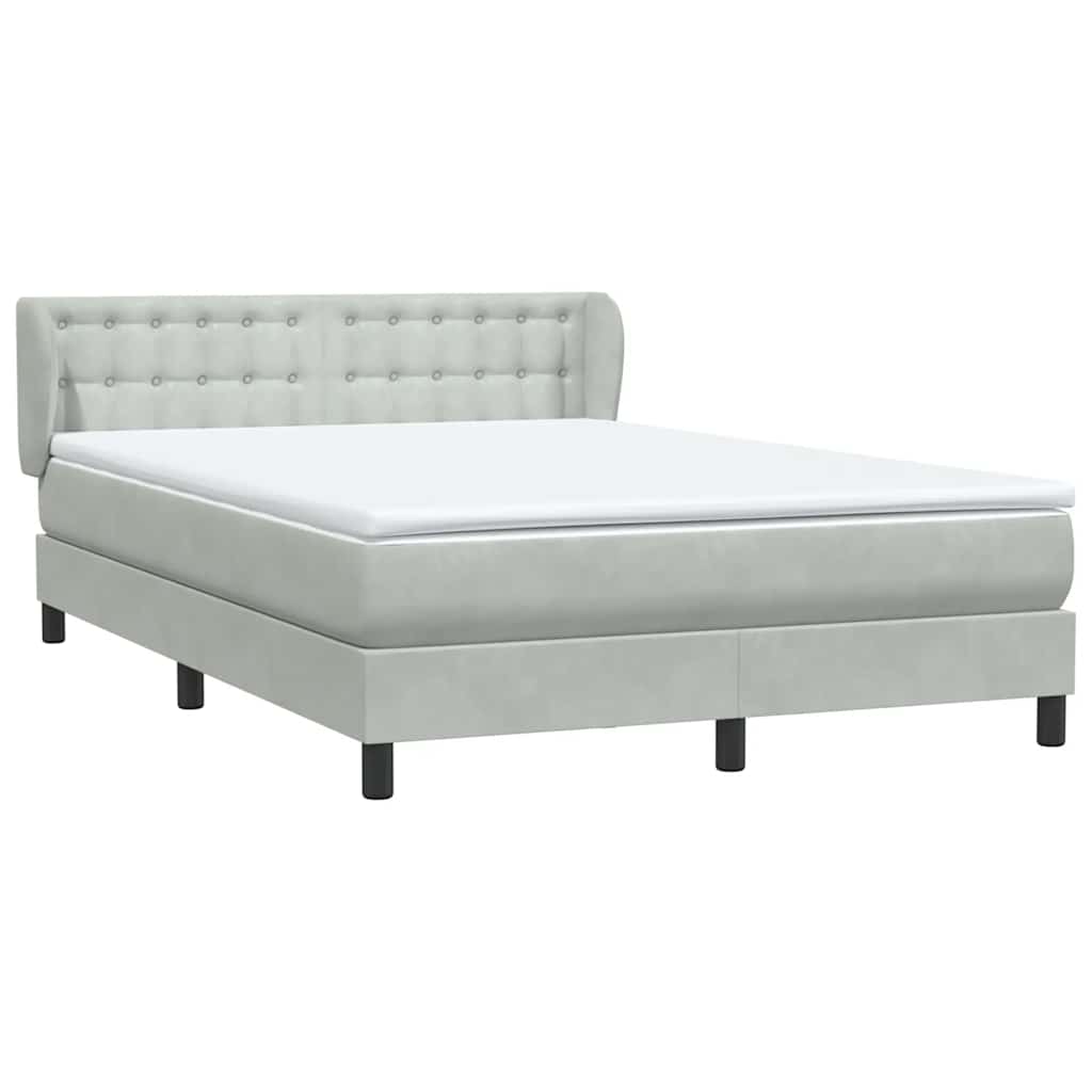 Cama com molas/colchão 160x210 cm veludo cinzento-claro