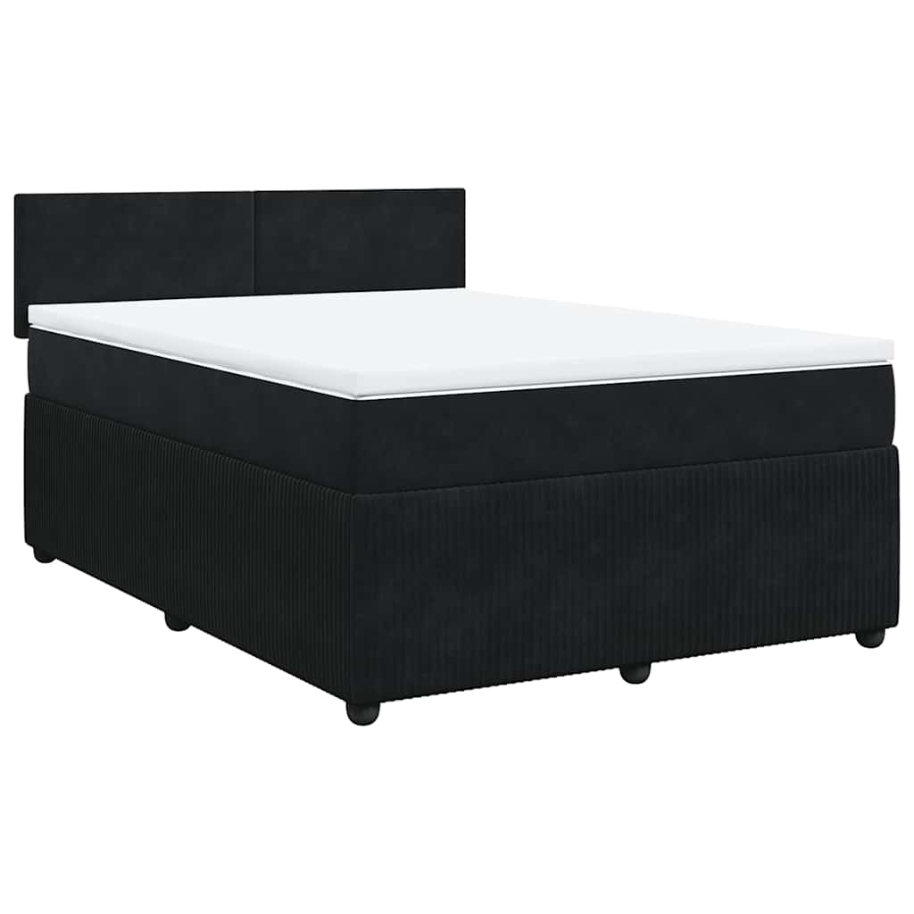 Cama com molas/colchão 140x190 cm veludo preto