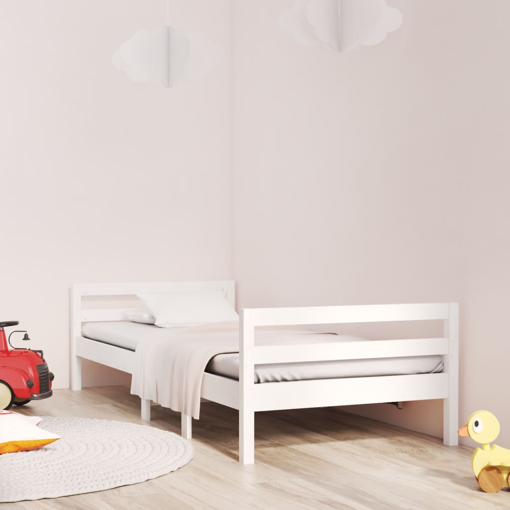 Cama sem colchão 75x190 cm madeira de pinho maciça branco