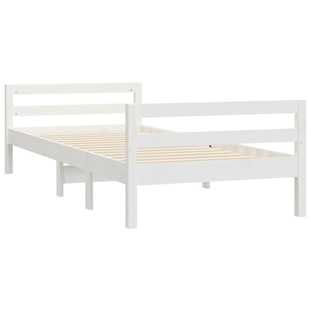 Cama sem colchão 75x190 cm madeira de pinho maciça branco
