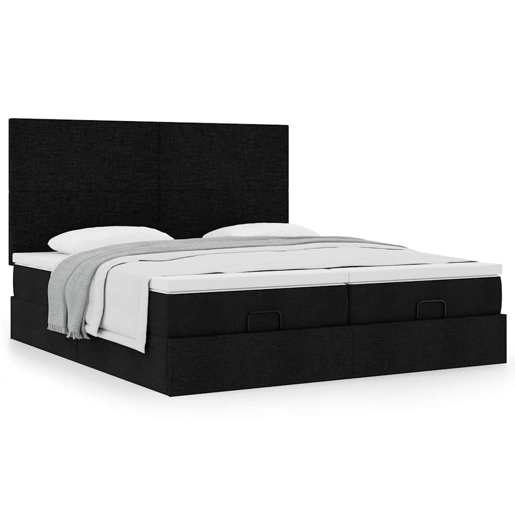 63 / 5,000Vidaxl estrutura de cama otomana com colchões tecido preto