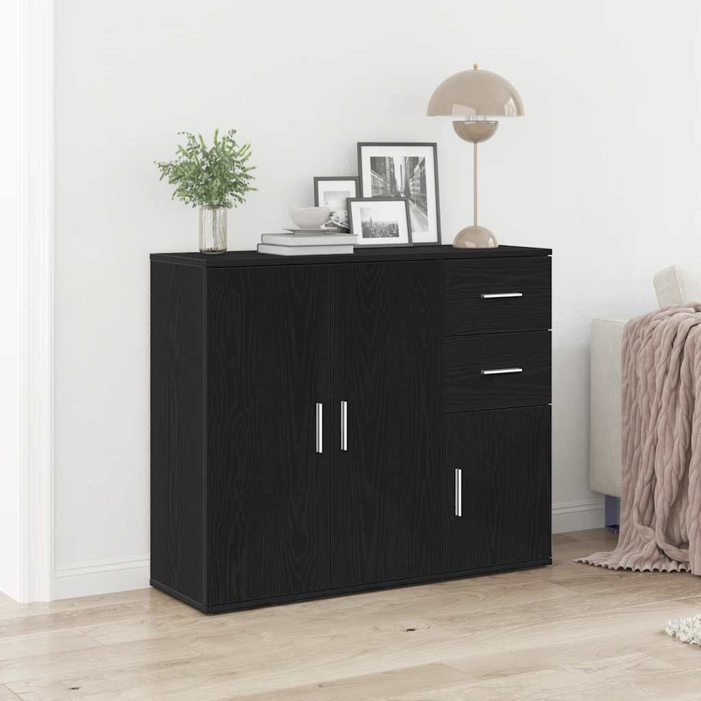 Aparador carvalho preto 91x29,5x75 cm madeira engenheirada